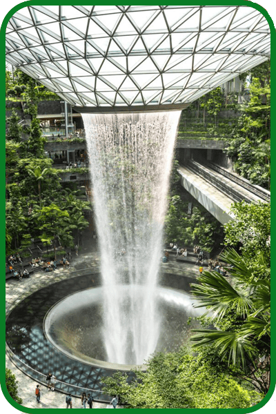 Singapore airport waterfall